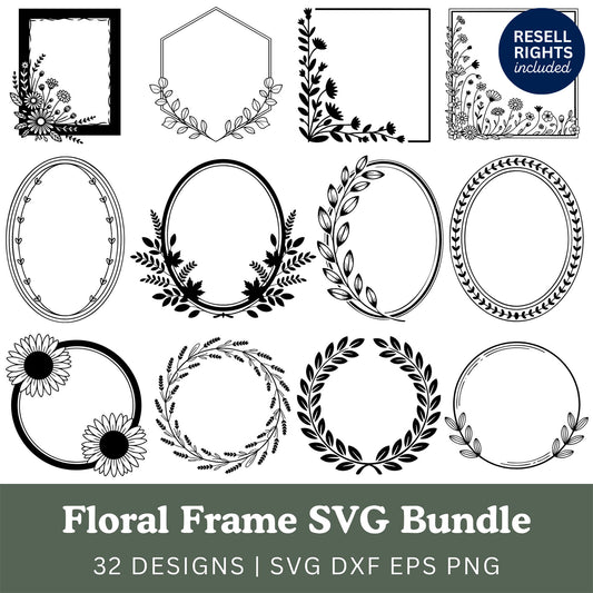 Floral Frame SVG Bundle | Resell Rights Included