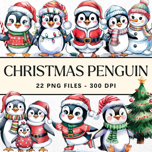 Christmas Penguin Clipart Pack