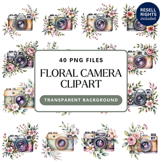 Floral Camera Clipart