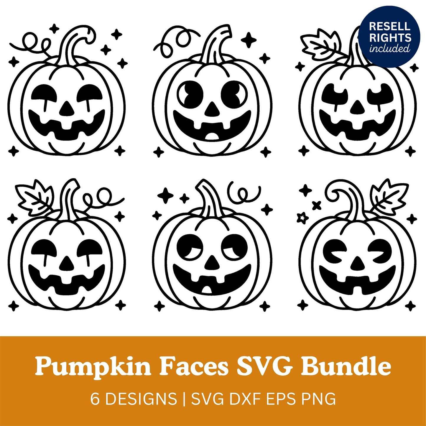 Pumpkin Faces SVG Bundle | Resell Rights Included