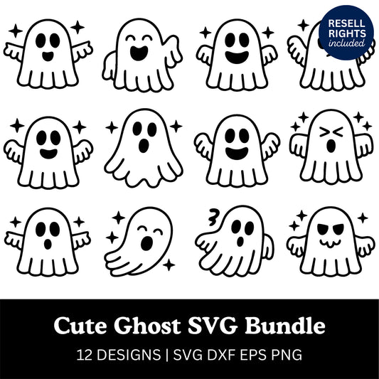 Cute Ghost SVG Bundle | Resell Rights Included