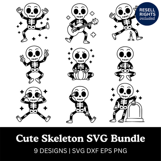 Cute Skeleton SVG Bundle | Resell Rights Included