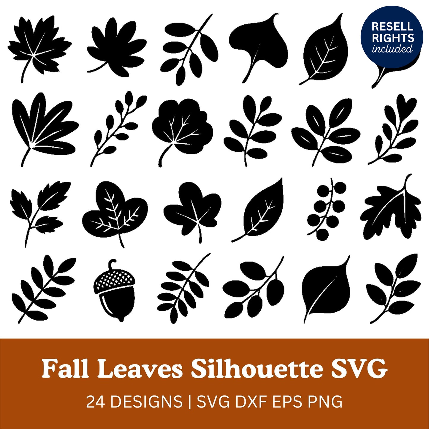 Fall Leaves Silhouette SVG Bundle | Resell Rights Included