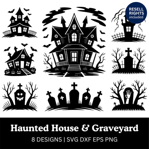 Haunted House & Graveyard SVG Bundle
