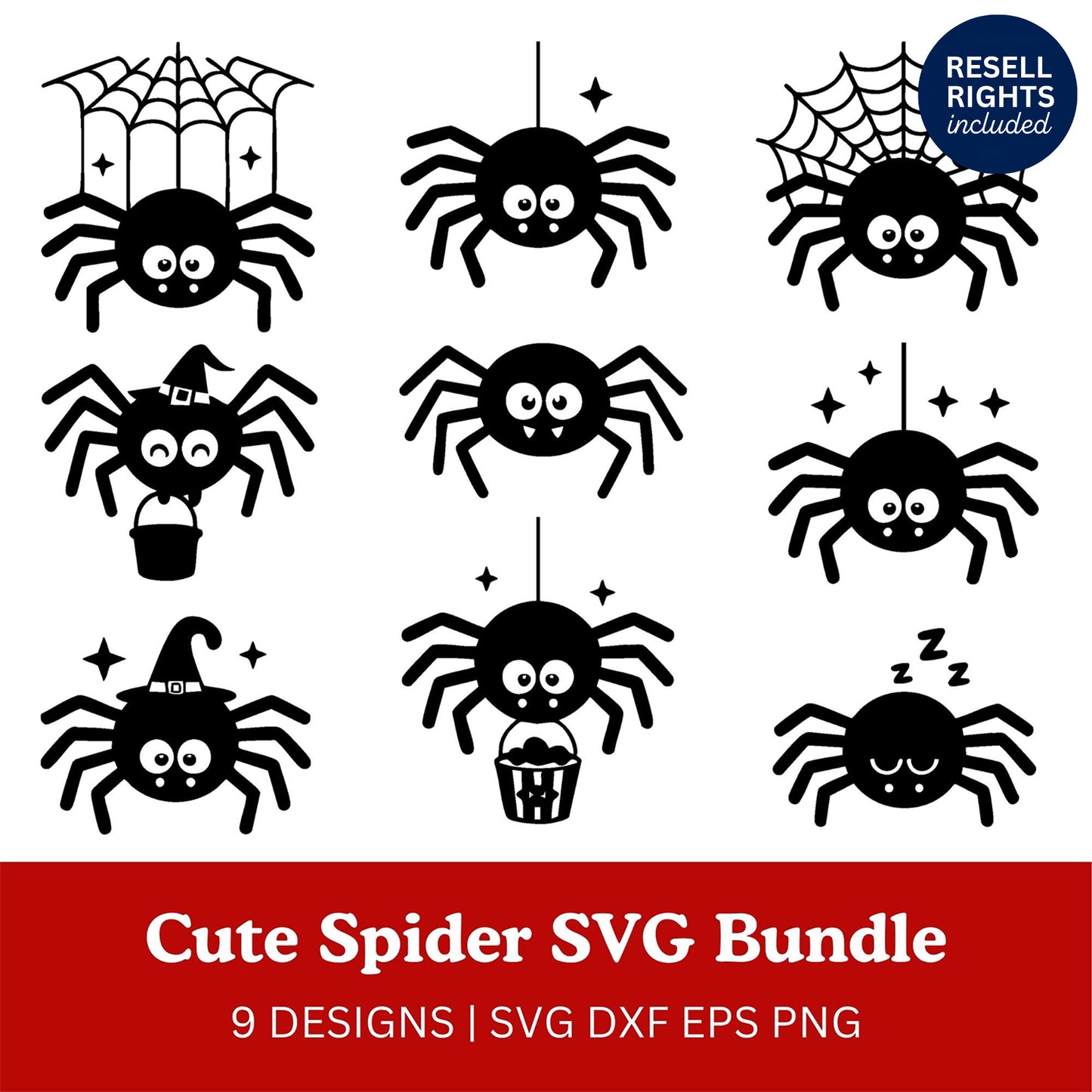 Cute Spider SVG Bundle | Resell Rights Included