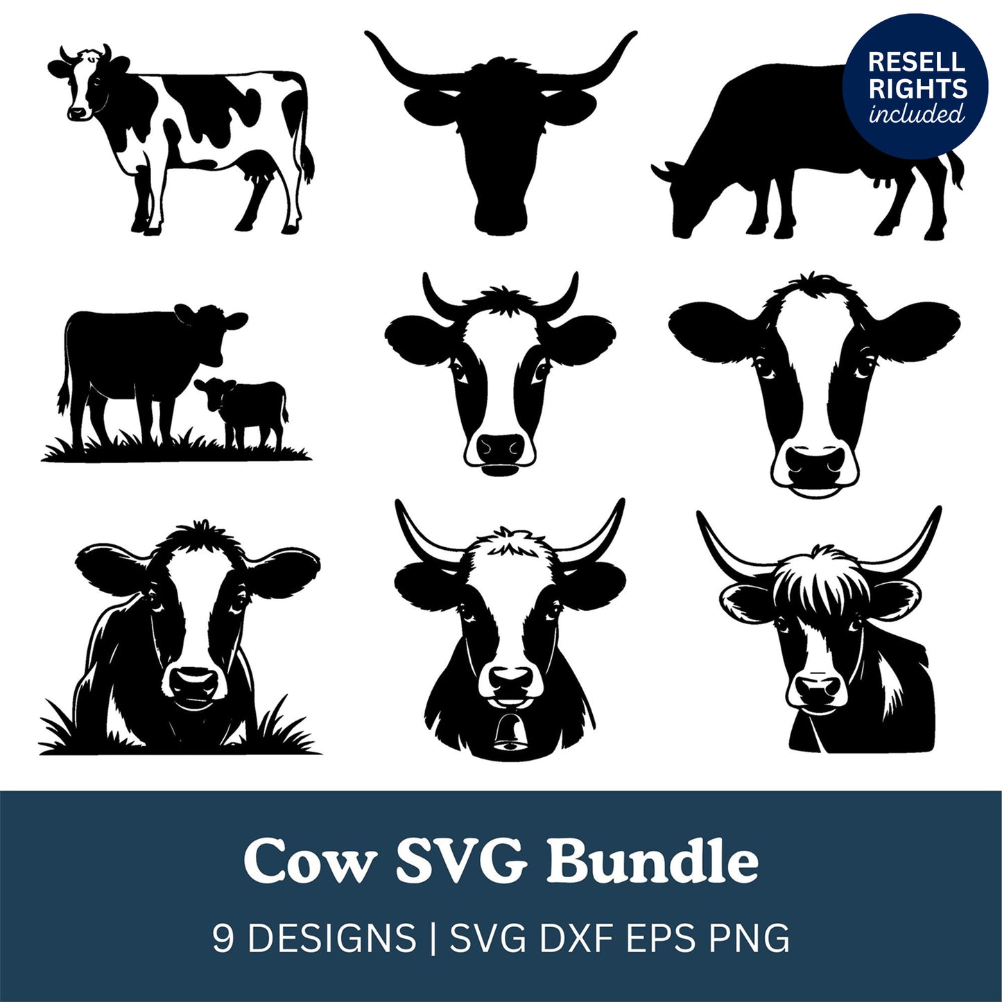 Cow SVG Bundle | Resell Rights Included