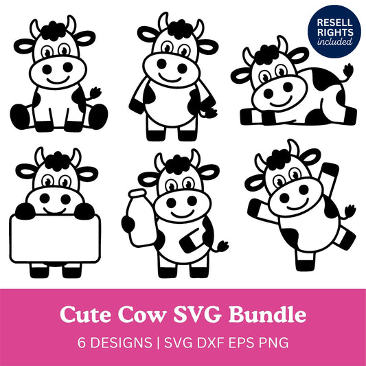 Cartoon Cow SVG Bundle | Resell Rights Included