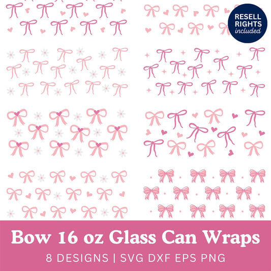 Pink Bow Glass Wraps SVG Bundle | Resell Rights Included