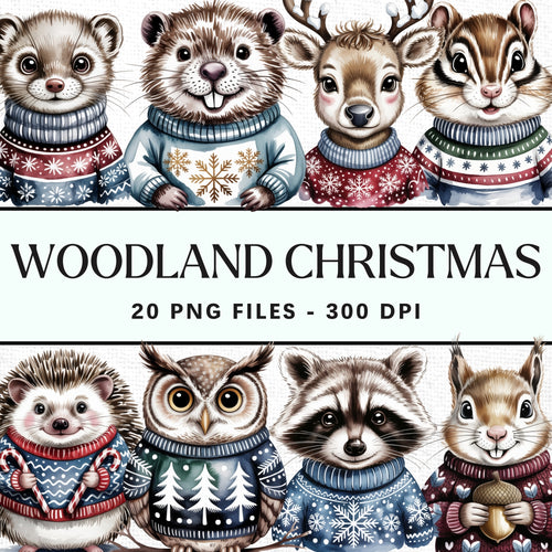 Woodland Christmas Sweater Clipart Pack