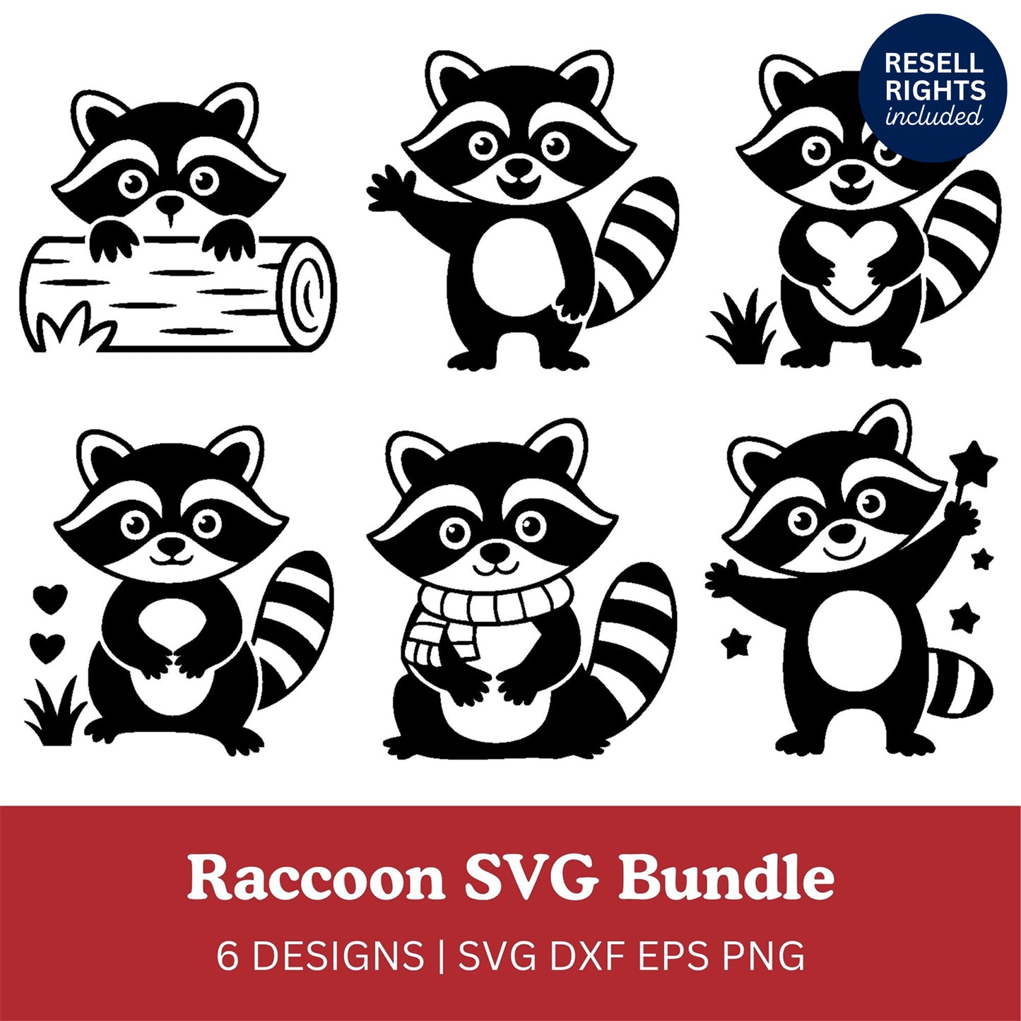 Raccoon SVG Bundle | Resell Rights Included