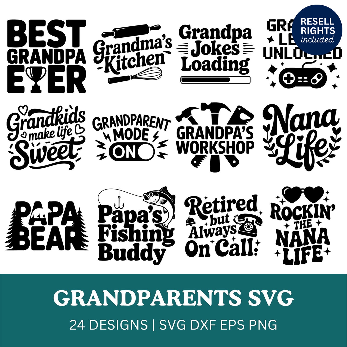 Grandparents SVG Bundle | Resell Rights Included