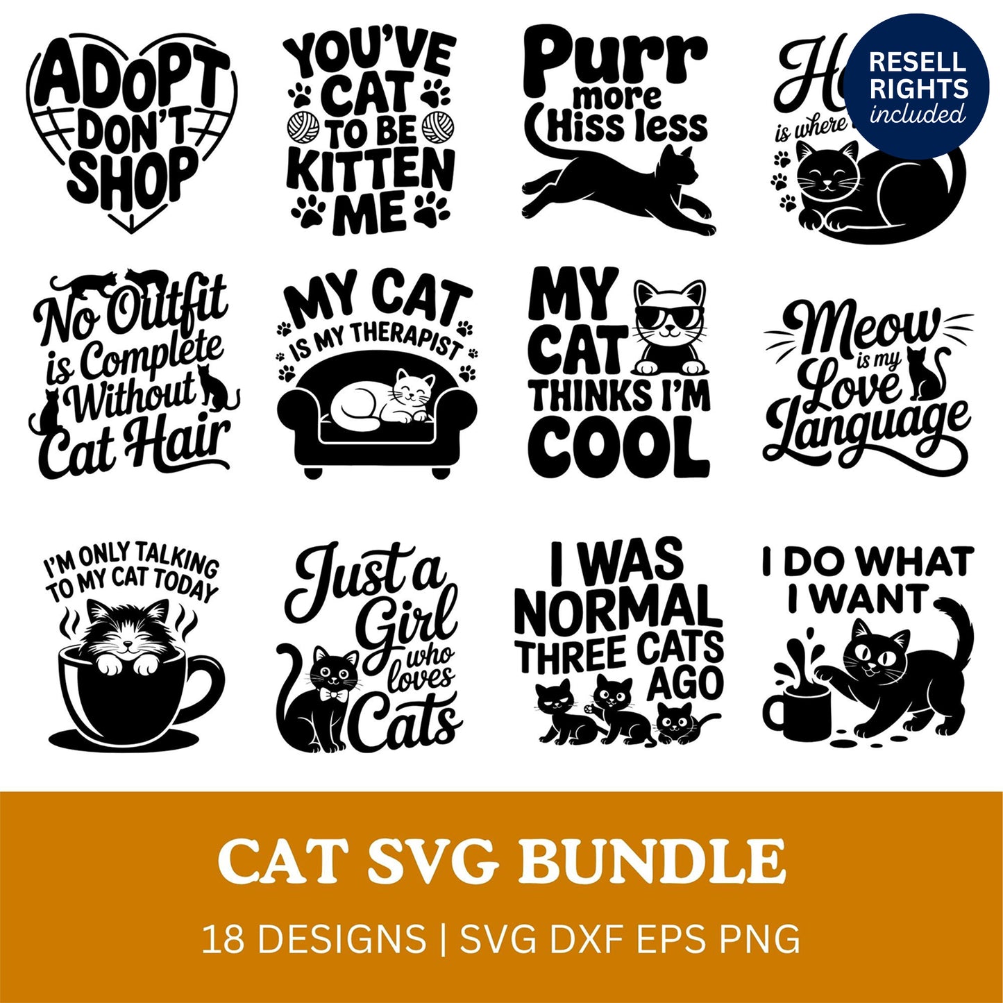 Cat SVG Bundle | Resell Rights Included