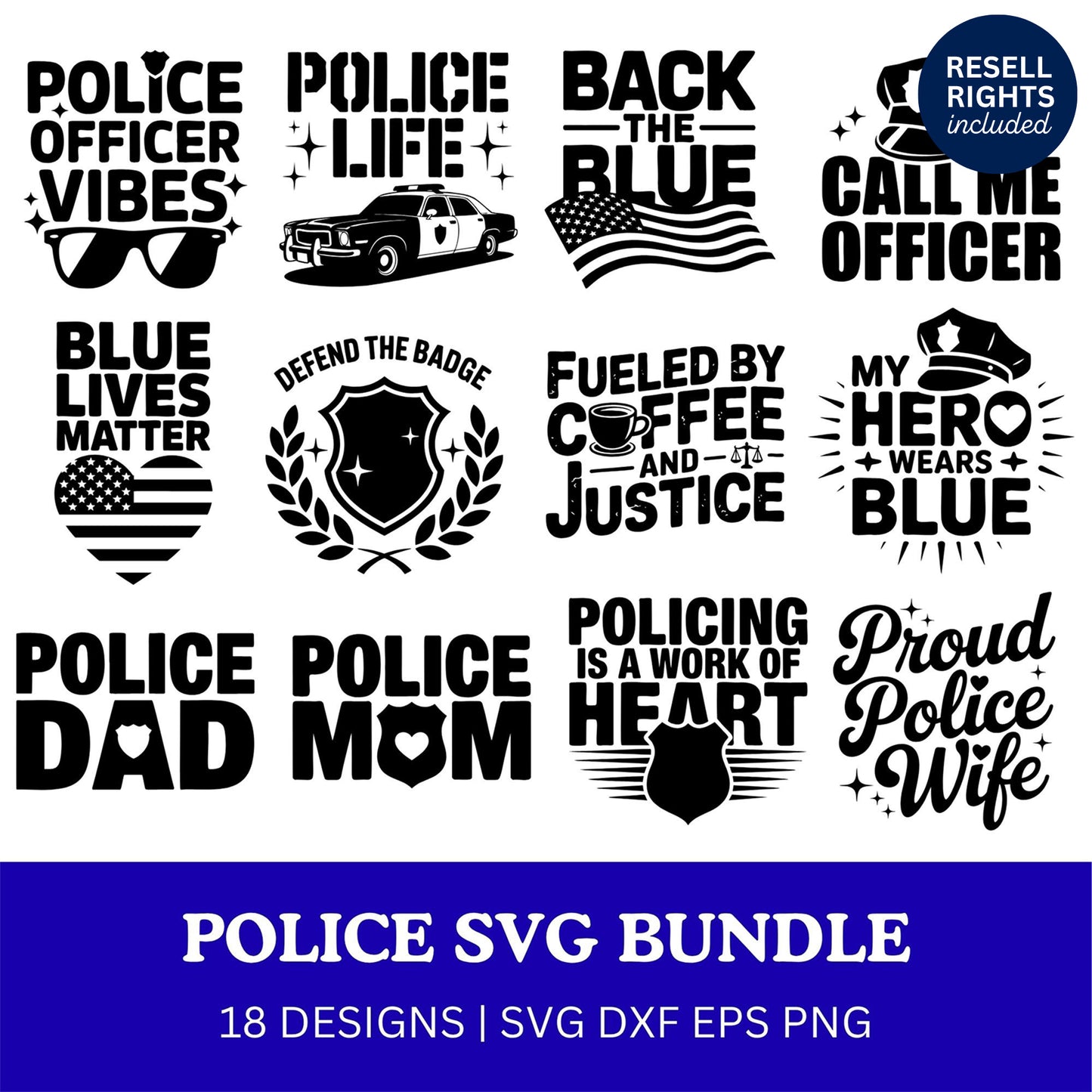Police SVG Bundle | Resell Rights Included