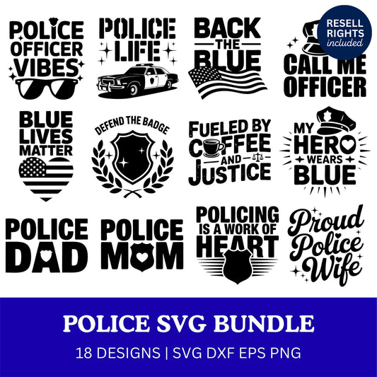 Police SVG Bundle | Resell Rights Included