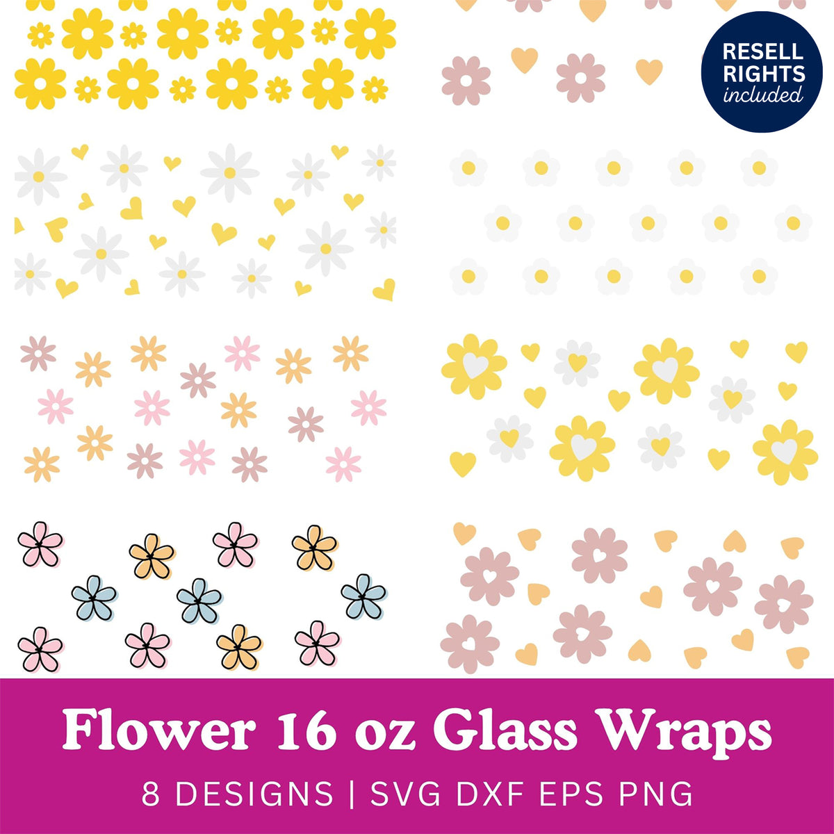 Flowers Glass Wraps SVG Bundle