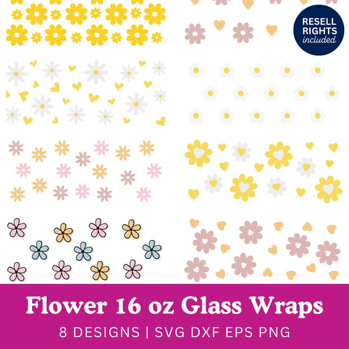Flowers Glass Wraps SVG Bundle