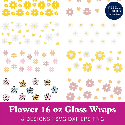 Flowers Glass Wraps SVG Bundle | Resell Rights Included