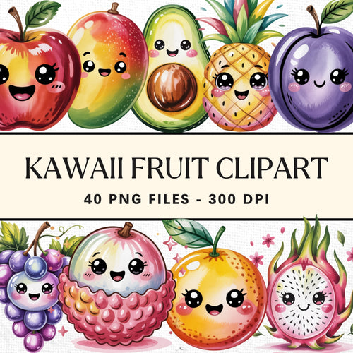 Kawaii Fruit Clipart Pack