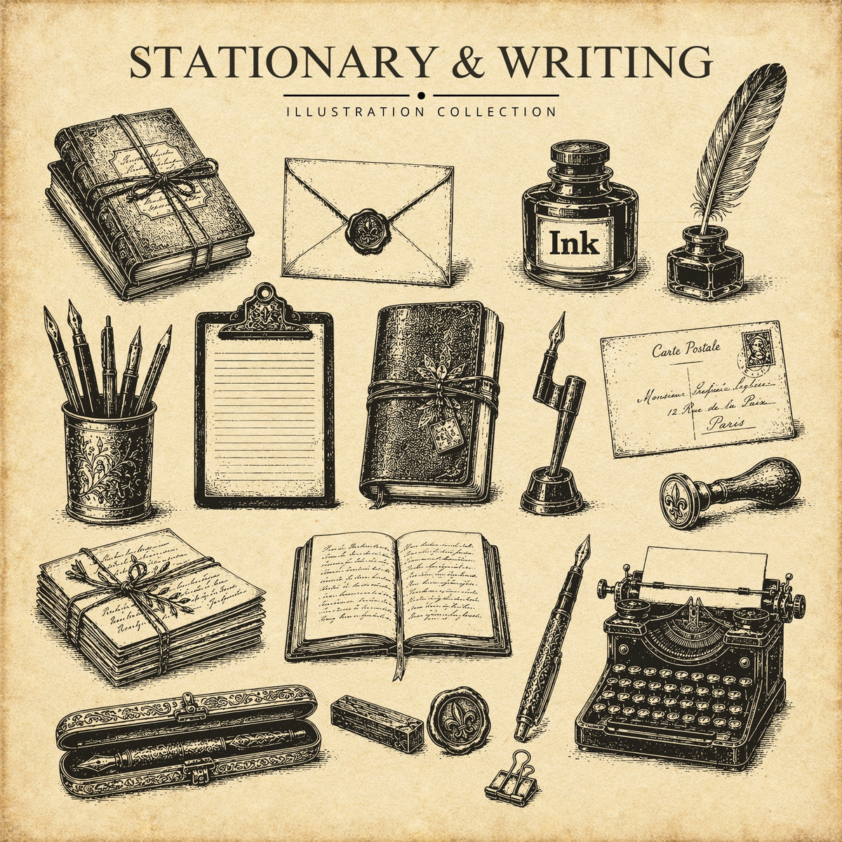 Stationary & Writing Illustration Collection