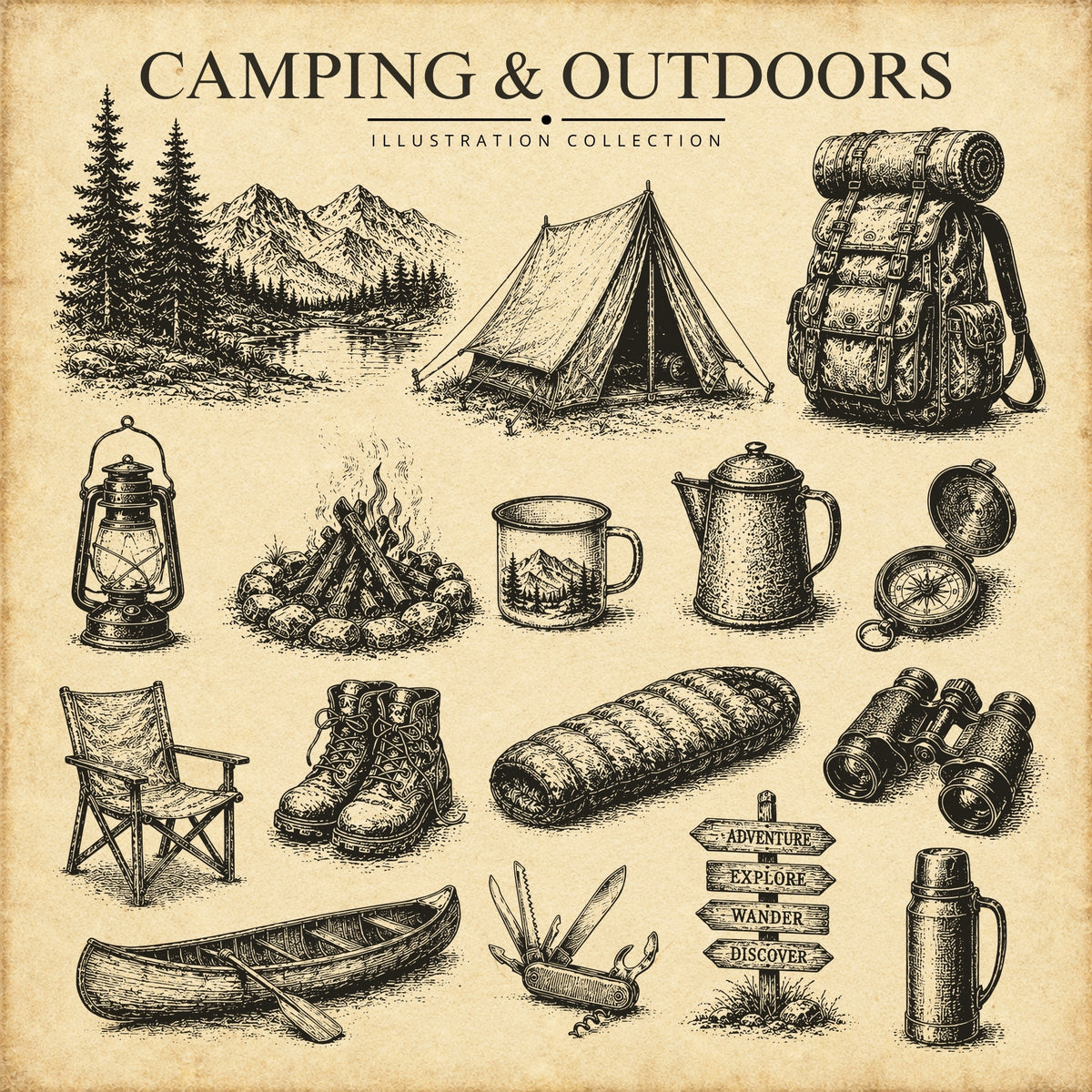 Camping & Outdoors Illustration Collection