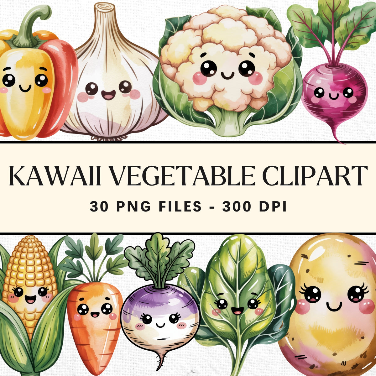 Kawaii Vegetables Clipart Pack
