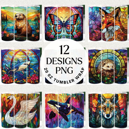 Stained Glass 20 oz Tumbler Wrap Bundle
