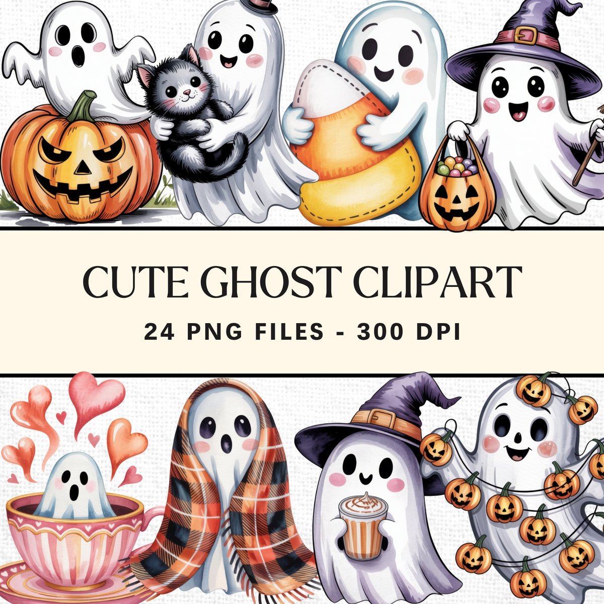 Cute Halloween Ghost Clipart Pack