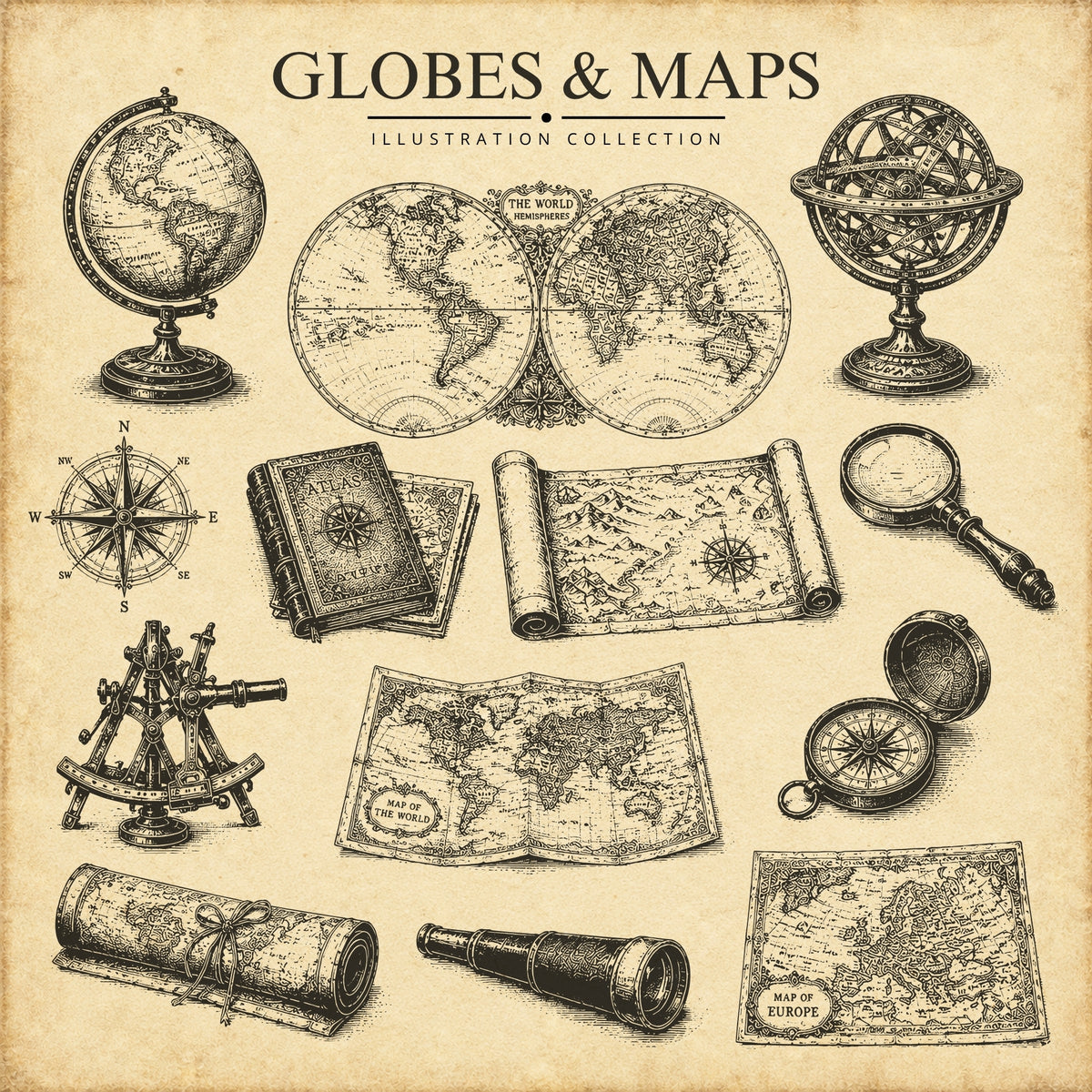 Globes & Maps Illustration Collection