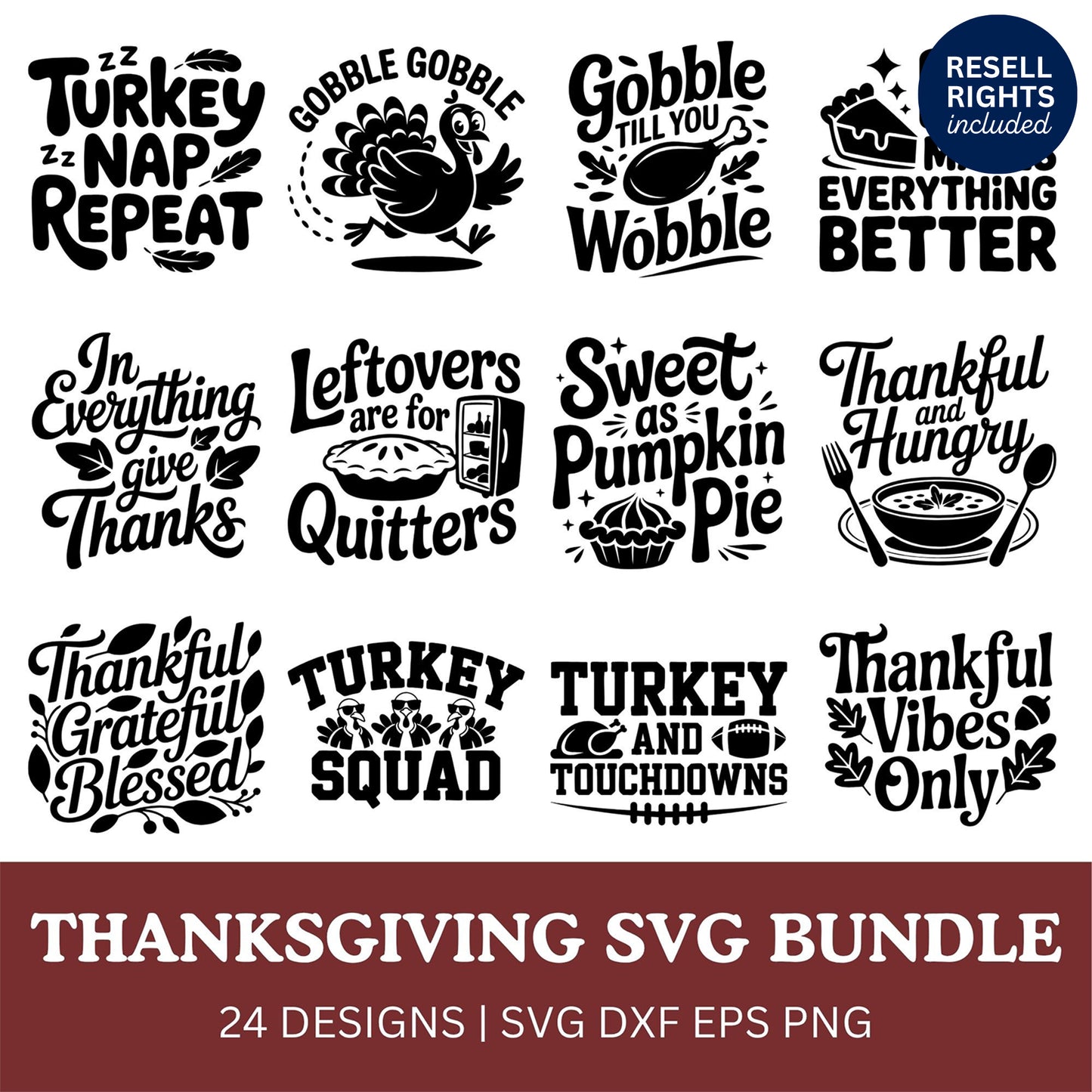 Thanksgiving SVG Bundle | Resell Rights Included
