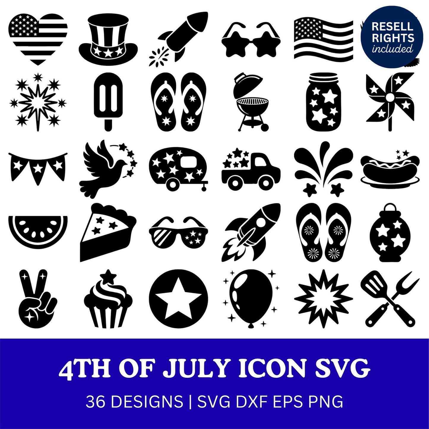 4th of July Icon SVG Bundle | Resell Rights Included