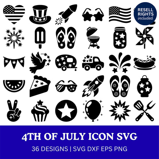 4th of July Icon SVG Bundle | Resell Rights Included