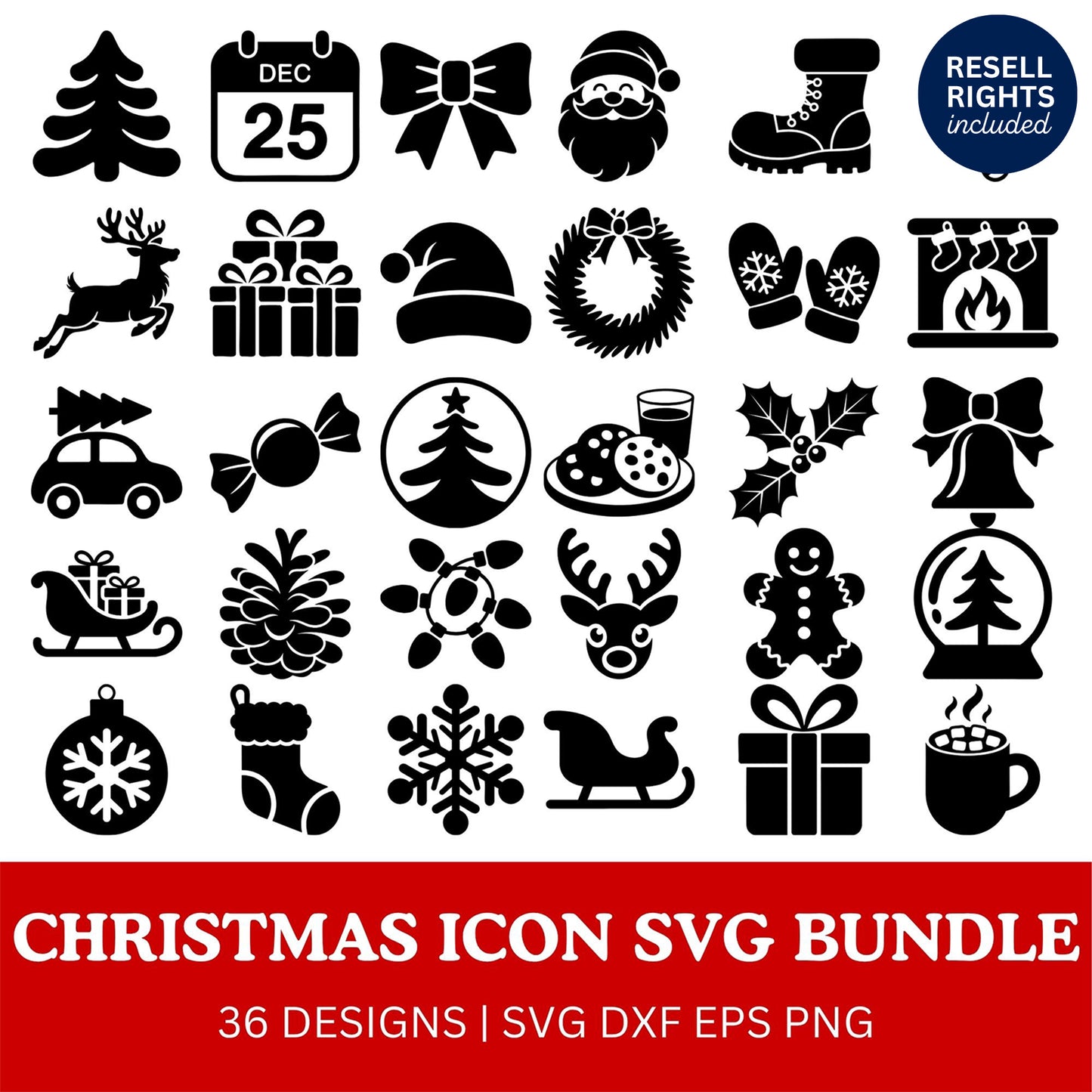 Christmas Icon SVG Bundle | Resell Rights Included