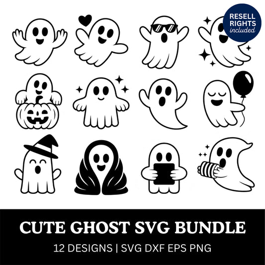 Cute Ghost SVG Bundle | Resell Rights Included