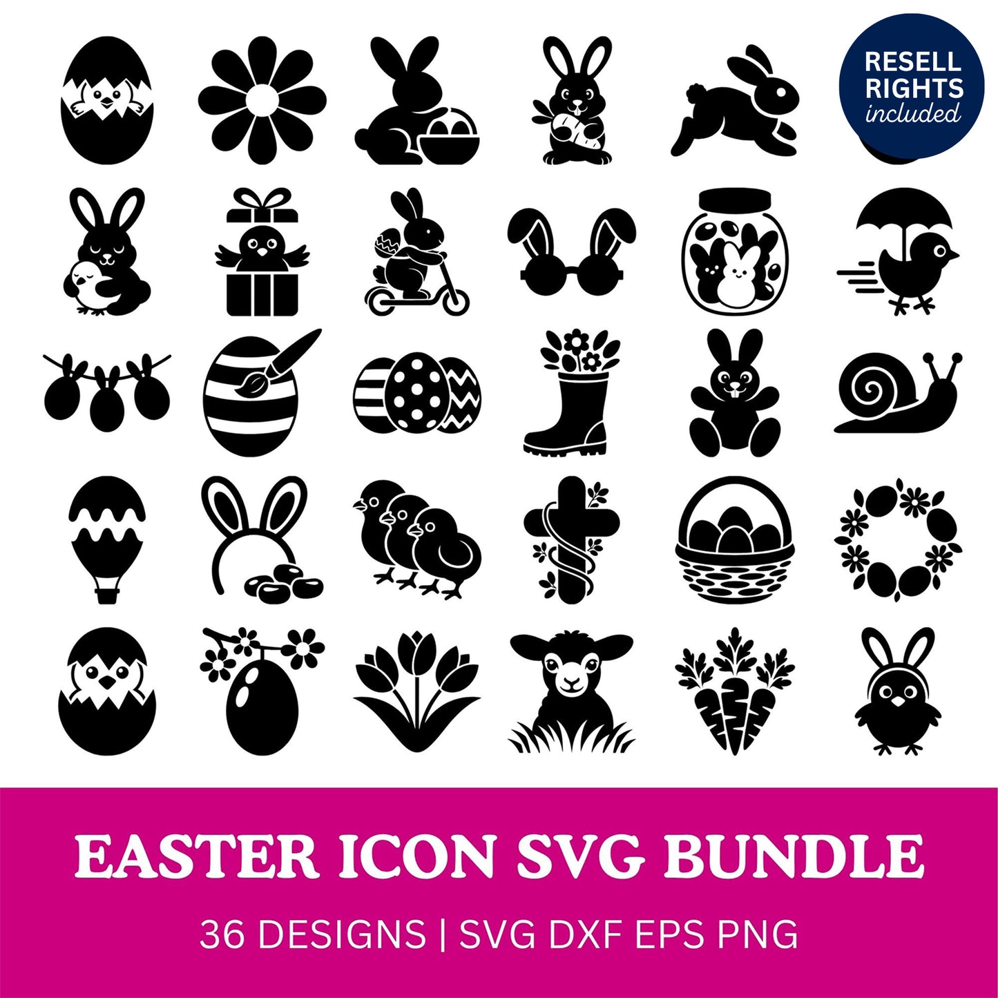 Easter Icon SVG Bundle | Resell Rights Included