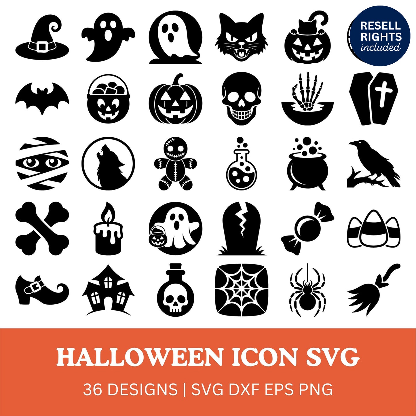 Halloween Icon SVG Bundle | Resell Rights Included