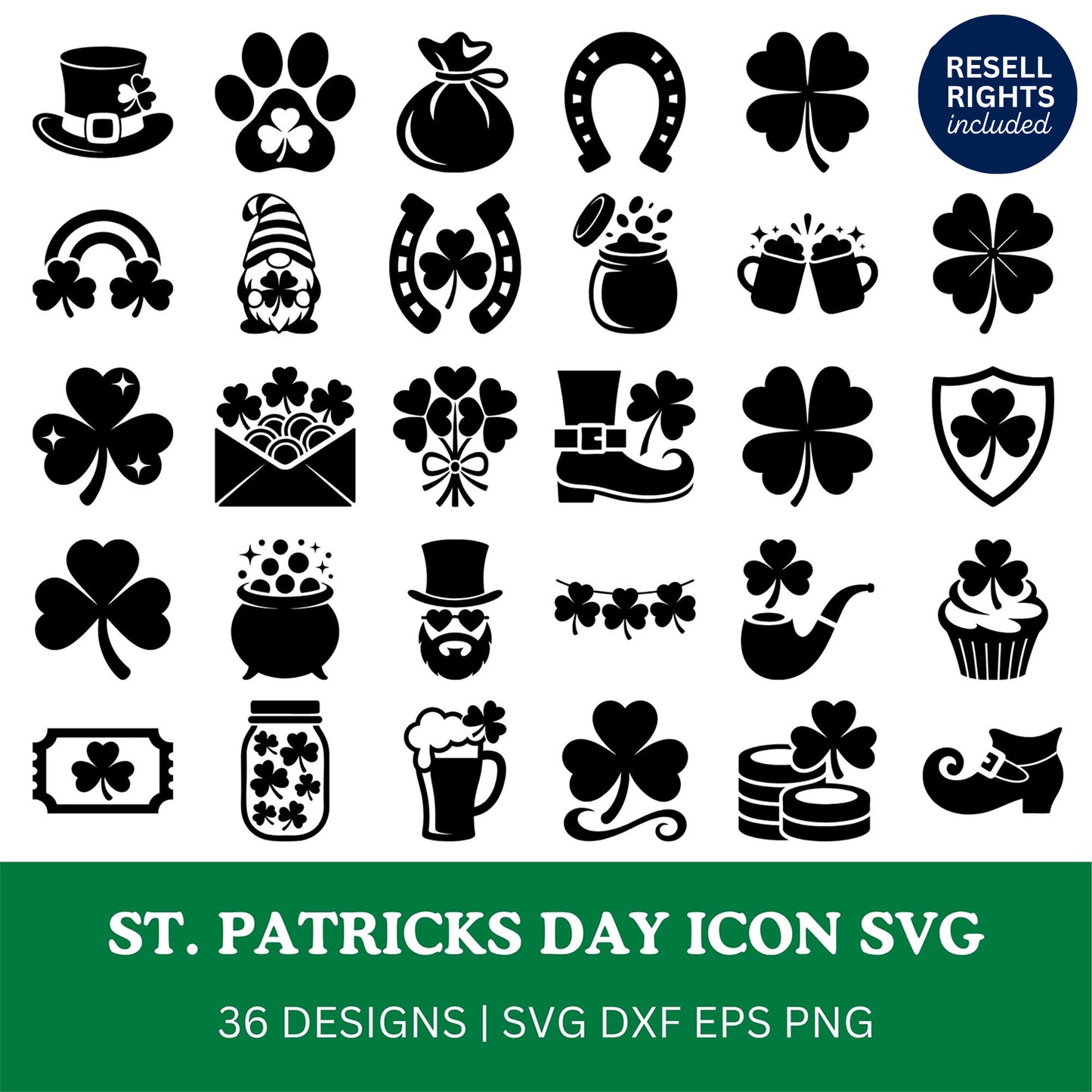 St Patricks Day Icon SVG Bundle | Resell Rights Included