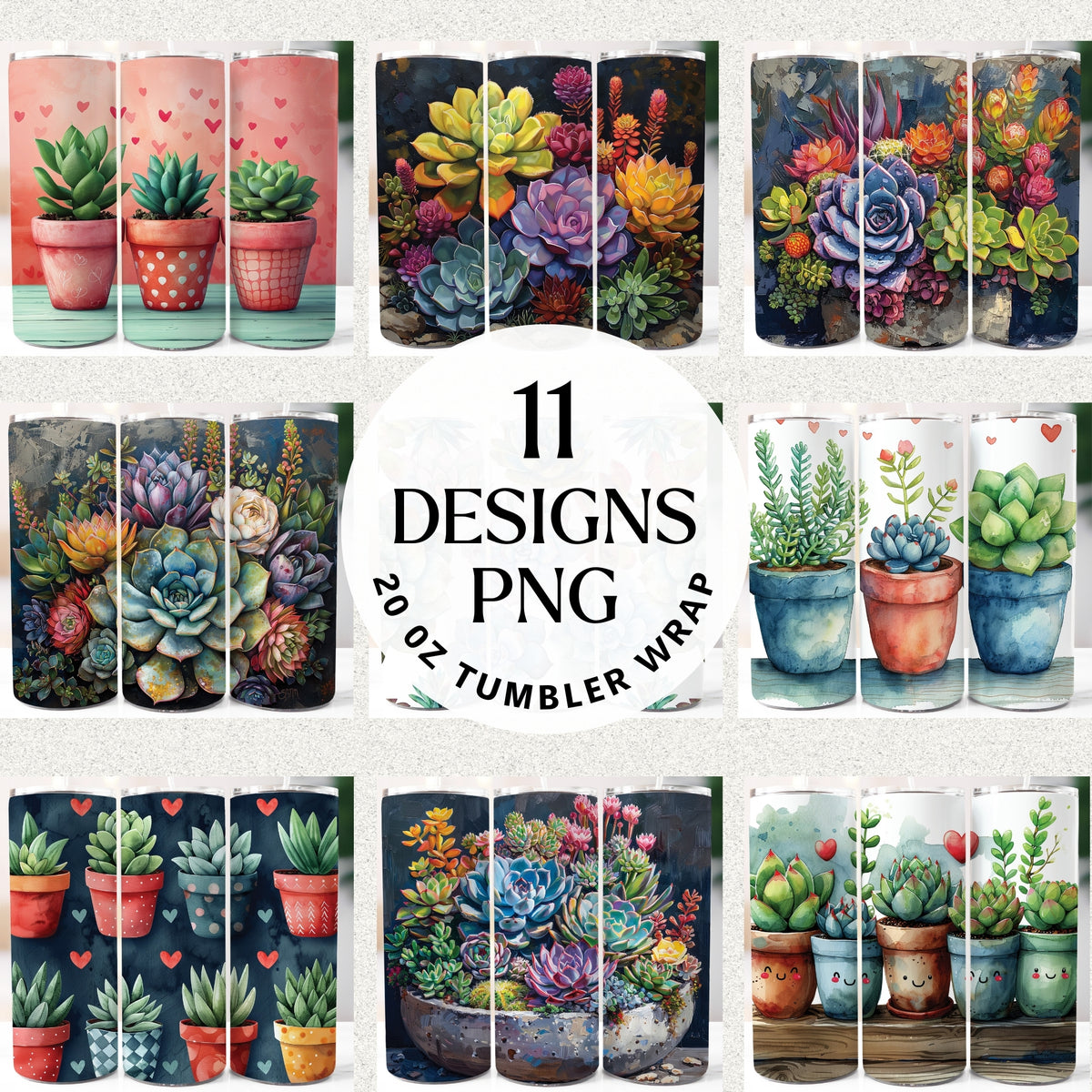 Succulent 20 oz Tumbler Bundle
