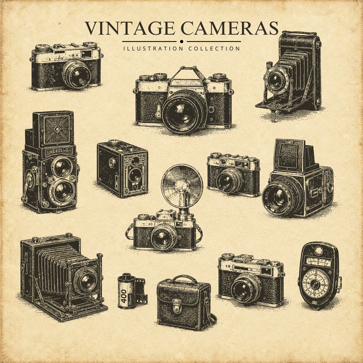 Vintage Cameras Illustration Collection