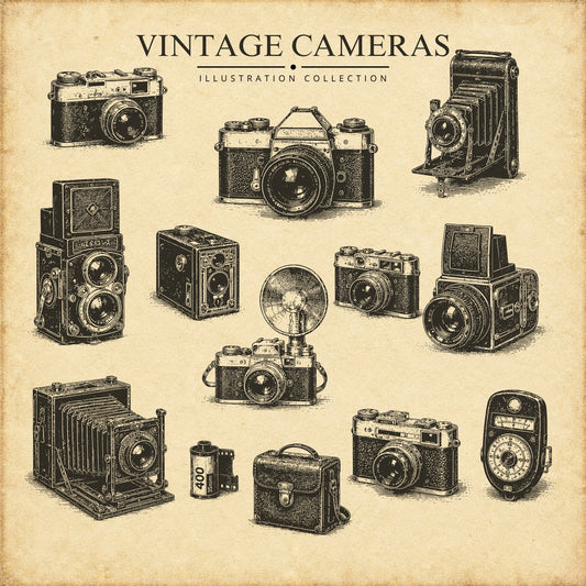 Vintage Cameras Illustration Collection
