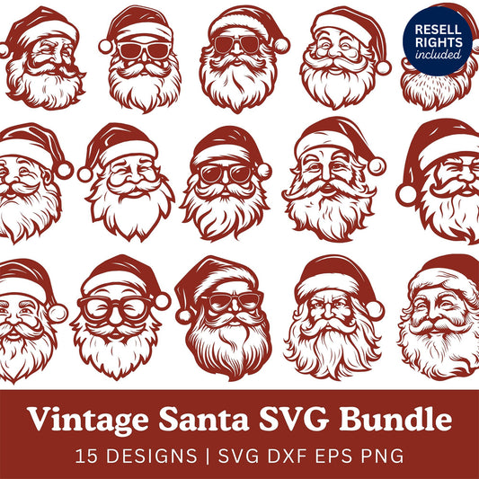 Vintage Santa SVG Bundle | Resell Rights Included