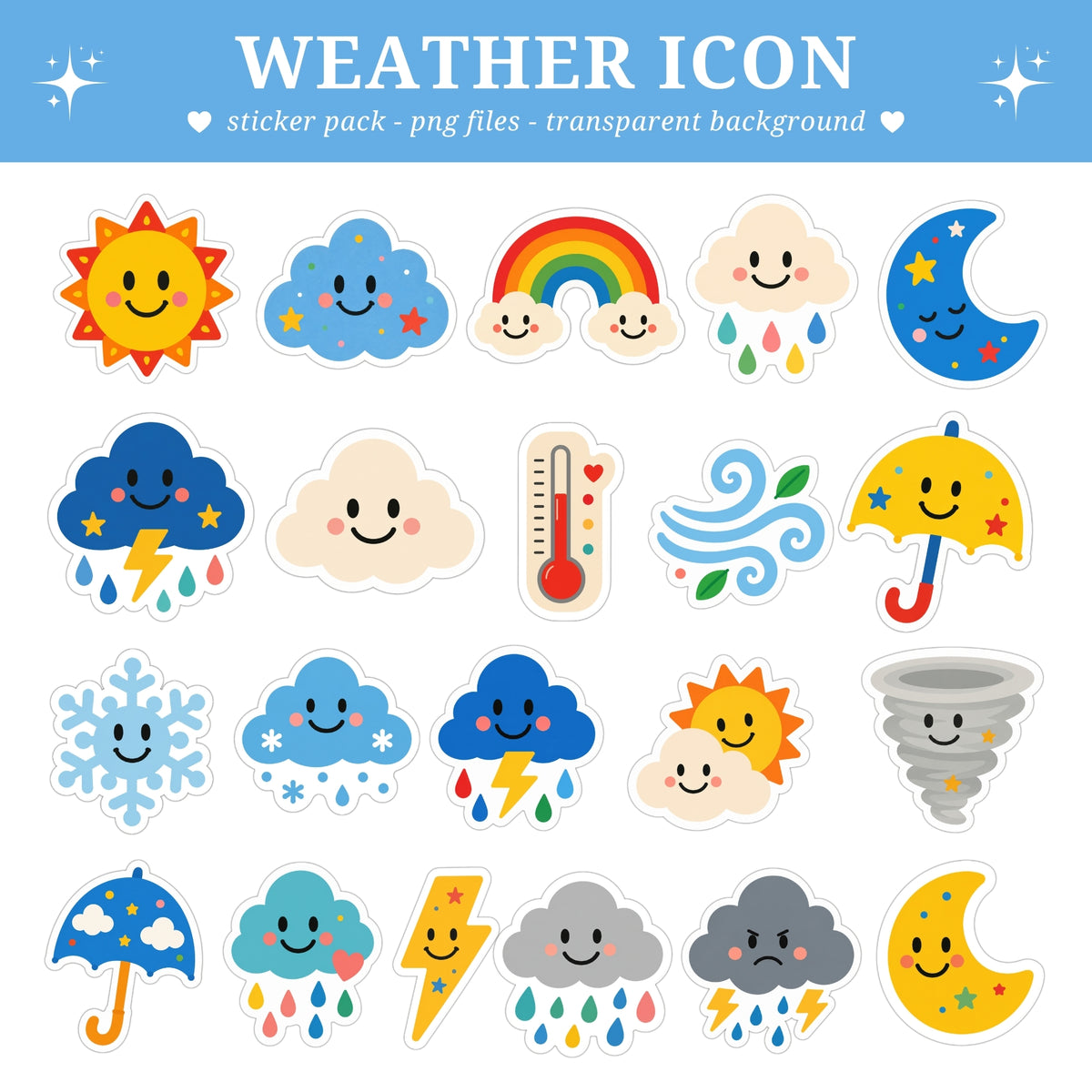 Kawaii Weather Icon Stickers