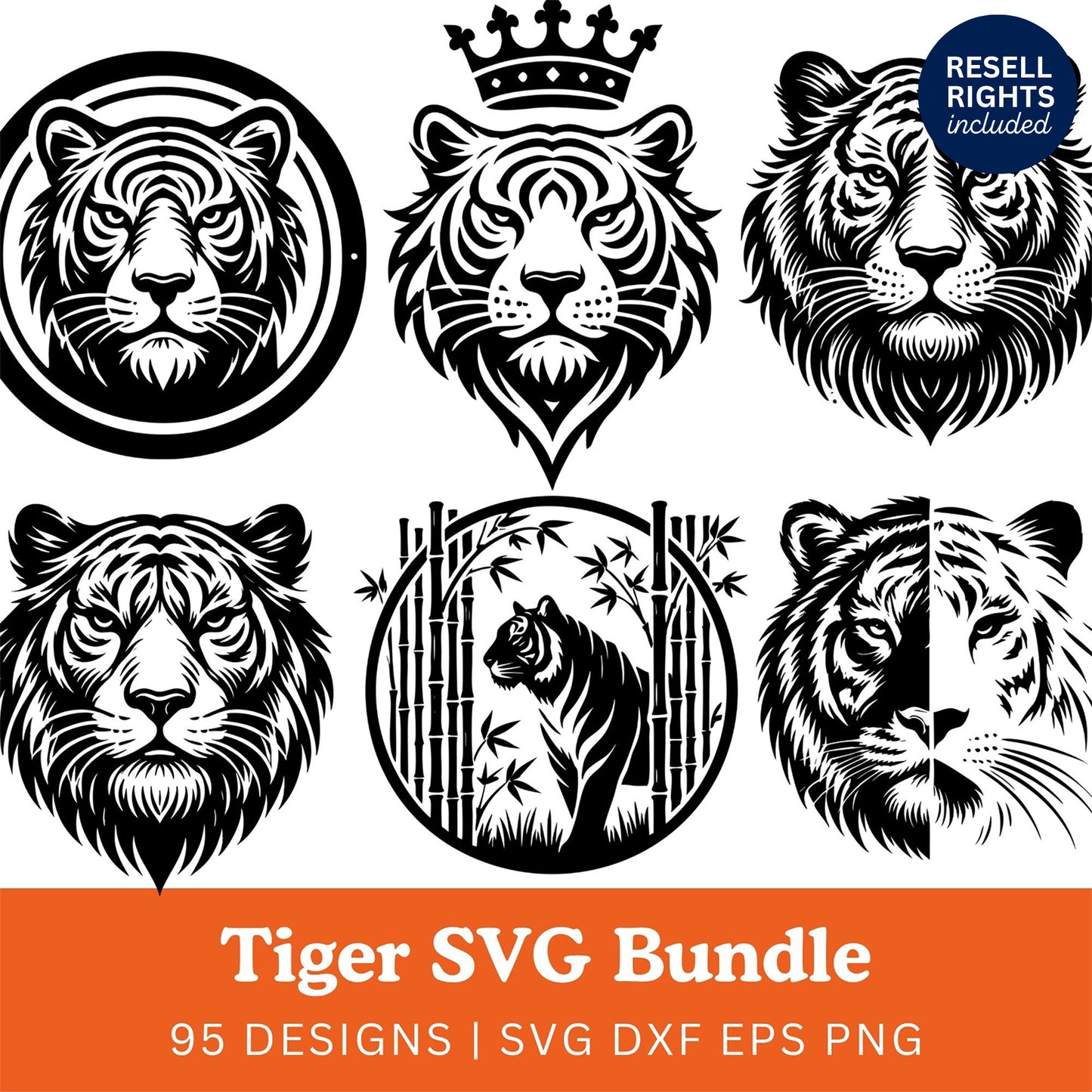 Tiger SVG Bundle with Resell Rights
