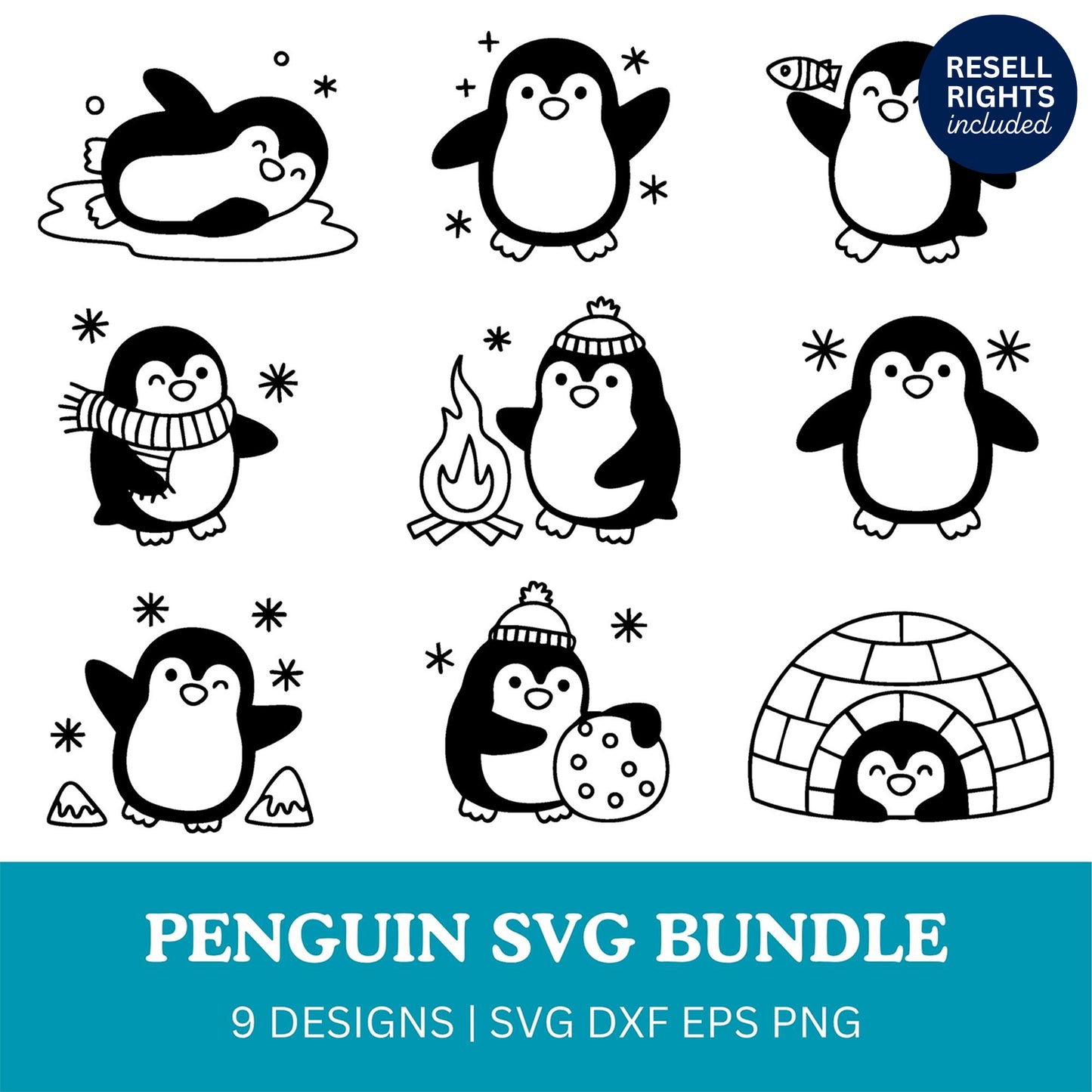 Penguin SVG Bundle | Resell Rights Included