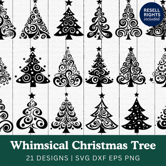 Whimsical Christmas Tree SVG Bundle | Resell Rights Included