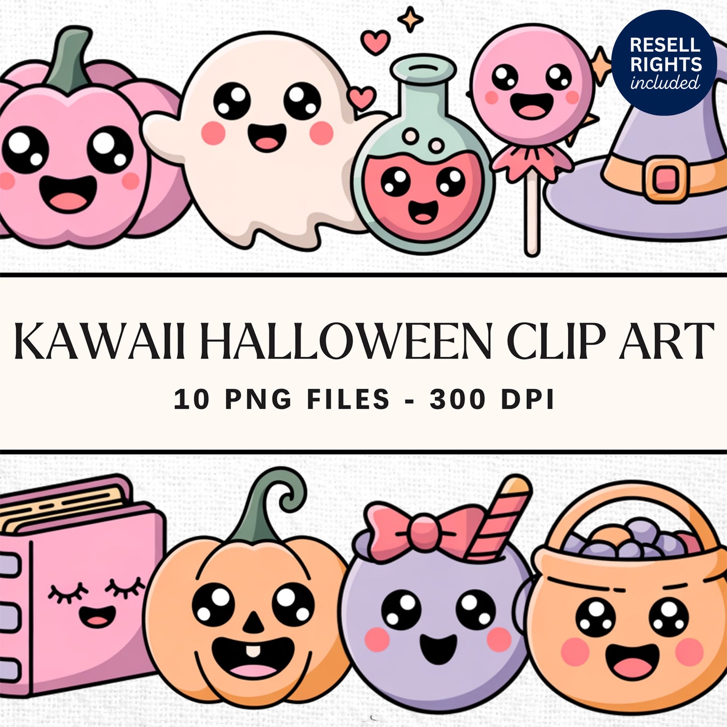Kawaii Halloween Clipart Pack | Resell Rights Included