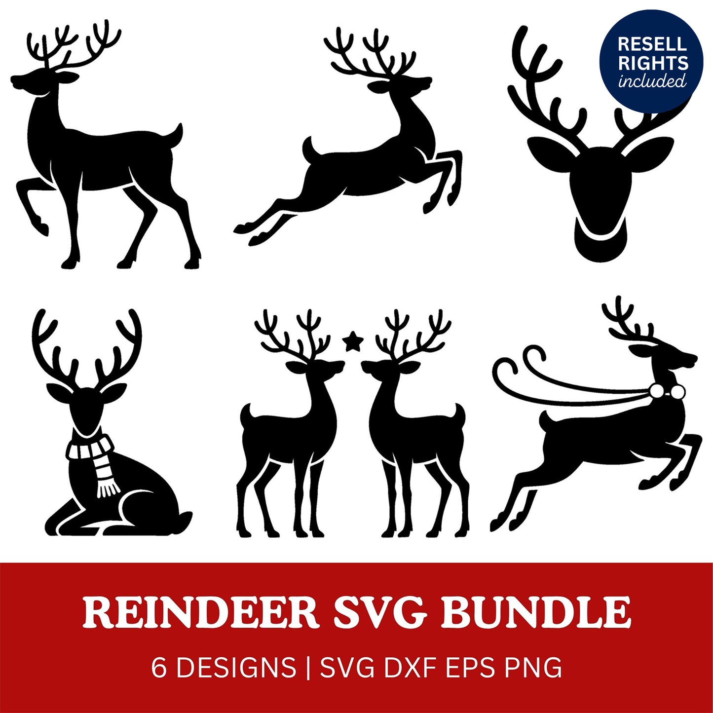 Reindeer SVG Bundle | Resell Rights Included