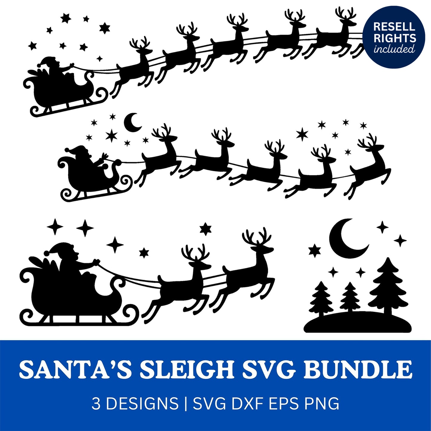 Santas Sleigh SVG Bundle | Resell Rights Included