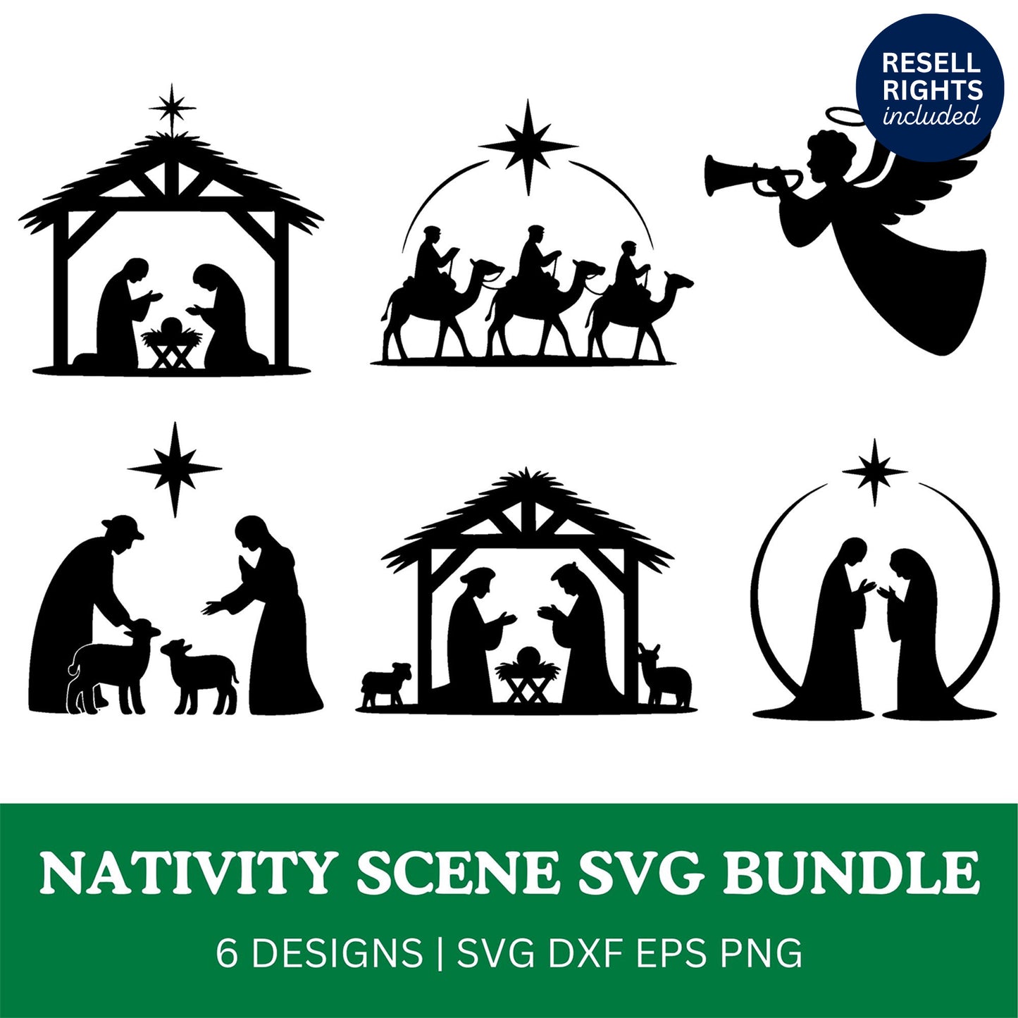 Nativity Scene SVG Bundle | Resell Rights Included