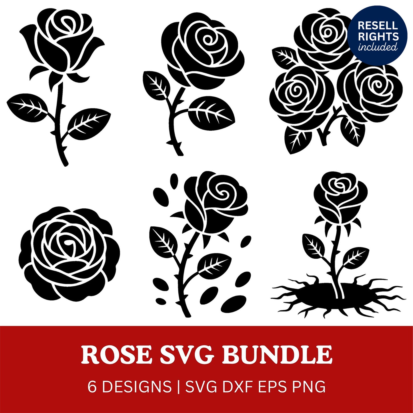 Rose SVG Bundle | Resell Rights Included