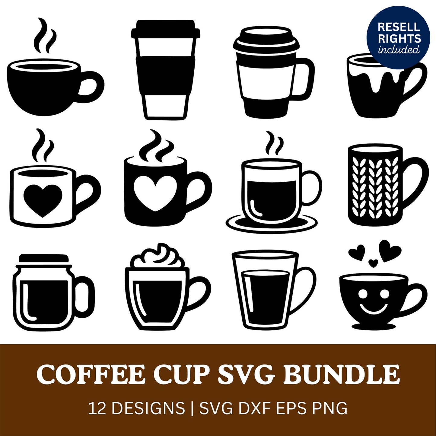 Coffee Cup SVG Bundle | Resell Rights Included